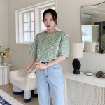 옷자락 여자 캐주얼 라운드넥 반팔 블라우스