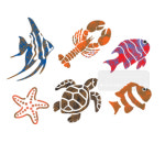 마이드림하우스 스텐실도안 물고기 바다친구들 1 AJ-3197