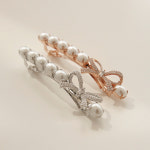 제이로렌 진주 큐빅 리본 헤어자동핀 H0819