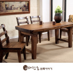 해찬솔원목이야기 해찬솔원목이야기 소나무 통원목 4인용1600큰식탁 등받이의자4개 해찬솔가구