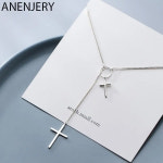 우정 반지목걸이줄 ANENJERY 더블 레이어 U 자형 타이어 목걸이 925 스털링
