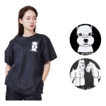 키밍 애견미용사 유니품 남여공용 반팔 바지 미용복