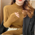 여성 반목 베이직 니트 티셔츠 무지 데일리 사계절