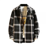 남성 가을 기본 체크 무늬 긴팔 남방 셔츠