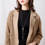 블랙 크리스탈 길이조절 롱 긴 목걸이