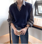 가을 겨울 여성 블라우스 캐주얼 빈티지 오버사이즈 오피스 체크무늬 셔츠 BL 3259