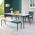 가구산책 세라믹 6인 식탁 벤치의자세트 1800 올화이트 H8715