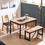 가구산책 원목 4인 스틸 식탁 벤치의자 세트 H8722