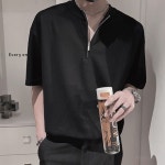 남성 캐주얼 직장인 출퇴근룩 라운드 지퍼 반팔티