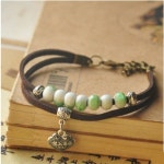 꼬임 2줄 밴드 구슬 복 도자기 팔찌