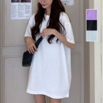 여성 오버핏 베이직 디자인 코디 무지 반팔티