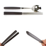 고급형 유광 진공 수저 숟가락 젓가락 4호 1세트 사각