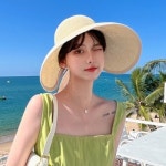 리본 밀짚모자 썬캡 해변 챙넓은모자 여성 여름 모자 바캉스 여행 라피아햇