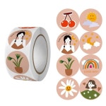 S634 8종 빈티지 소녀 해 달 꽃 스티커 대용량 500pcs