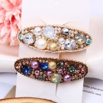 컬러큐빅비드 진주 헤어 클립 집게핀 머리핀 반묶음