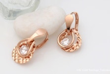 로즈 컷팅 볼륨 드롭 원터치 링 금 귀걸이