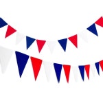 펠트삼각파티가랜드 화이트레드블루 생일 축하 장식