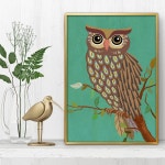 부엉이그림 액자 A3 풍수그림 돈들어오는 2OWL3