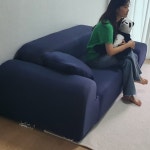 2인용 쇼파 리폼 천갈이 커버 다크블루