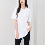 라운드넥 데일리 심플 무지 여성 롱 반팔티
