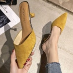 여성 편한 슬리퍼 구두 데일리 슈즈 뾰족 뮬펌프스힐