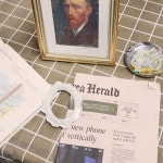 브라운 체크 방수 테이블보 L