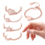 큐빅 로즈골드 체인반지 JR213