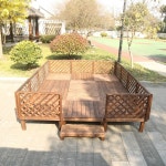 야외데크 정원 야외 테이블 마루 바닥 플랫폼 데크