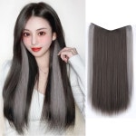 하이유니 시크릿 투톤 스트레이트 펌 반가발 셀프 붙임머리 여자 여성 헤어 피스 부분 가발 브라운블랙 애쉬그레이 1개