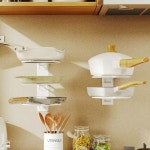 무타공 후라이팬 거치대 냄비 선반 2단