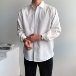 릴렉스 데일리 셔츠 남자 오버핏 무지 남방 사계절 와이셔츠 옷 코디