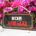 나무 안내판 팻말 푯말 W4 215 휴대폰 사용금지