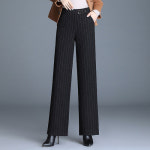 여성 여자바지 빈티지팬츠 스트라이프 추동 와이드 일자 골지 모직 정장 KS3