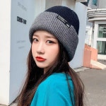 은창 투톤 라벨 리버서블 비니 니트 모자 털모자 겨울