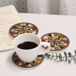 원형 세라믹 코스터 사각써클 세트