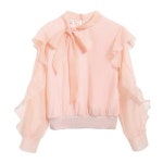 여성 여자 파스텔 프릴 블라우스 봄가을 얇은 프렌치 셔츠 쉬폰 스트링 KS1