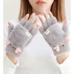 손가락개방형 겨울 털장갑 사슴뿔 한겨울 혹한기 보온