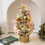 플라워트리 플라워트리 크리스마스 미니트리 화분 완제품 풀세트 LED 라이팅 스노우 스푸스 나무