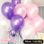 해피파티 풍선 3색 펄 혼합 라운드 50개입 러블리톤