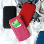 천연소가죽 여성 장지갑 통장지갑 핸드폰파우치