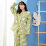양떼목장 잠옷 세트 그린 M 코튼 파자마 봄