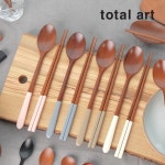 토탈아트 토탈아트 토탈아트 컬러 옻칠 나무 어른수저 4인세트