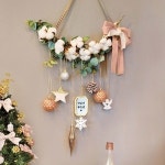 더원스토리 크리스마스 벽장식 리스 핑크팝 트리 장식 소품 전구