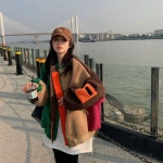 알보 컬러 배색 양털 점퍼