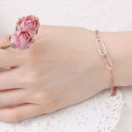 로즈골드 큐빅 체인 팔찌 셀리나 JR173