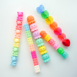 문어 곰돌이 하트 줄줄이 형광펜 5색 고체 네온