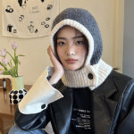 컬리 배색 니트 넥워머 바라클라바 A0071