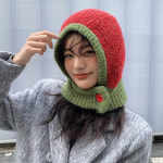 컬리 배색 니트 넥워머 바라클라바 A0071