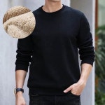 남자 깔끔 디자인 편안 착용감 기모 라운드넥 티셔츠