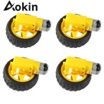 Yeeco 4pcs DC 전기 모터 3-6V 듀얼 샤프트 기어드 TT 마그네틱 기어박스 엔진 4Pcs 플라스틱 자동차 타이어 휠 미니 스마트 RC 로봇 모델... 